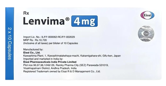 Lenvima 4mg Capsule - Oncology Division Medicine by EISAI pharmaceuticals Pvt Ltd