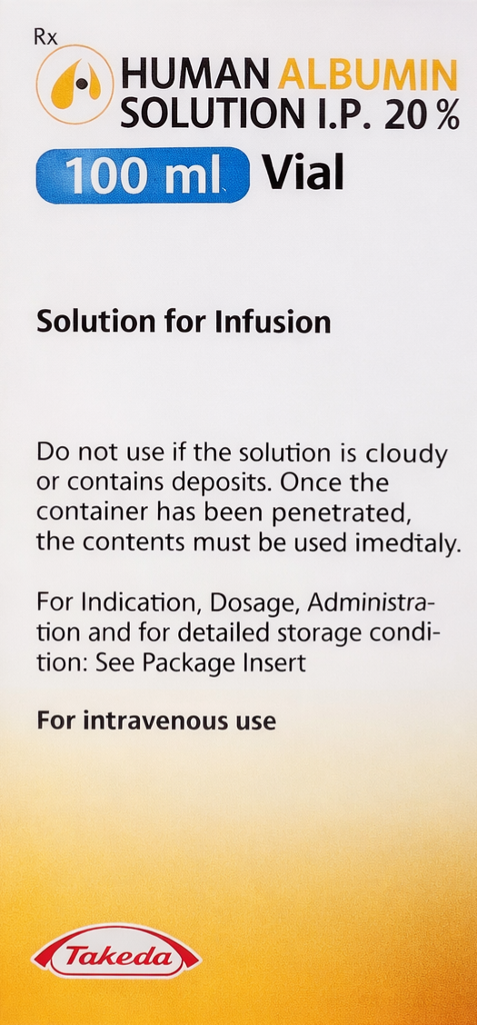 Takeda Human Albumin 20% Solution 100mL - Nephrology Division Medicine by Takeda Pharmaceuticals Pvt Ltd