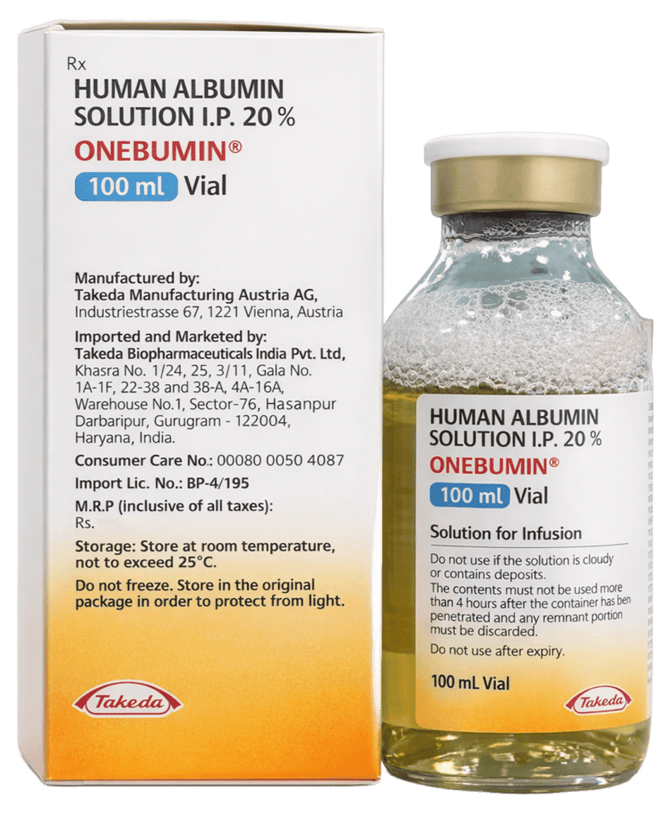 Onebumin 20% Injection 100ml - Nephrology Division Medicine by Takeda Pharmaceuticals Pvt Ltd