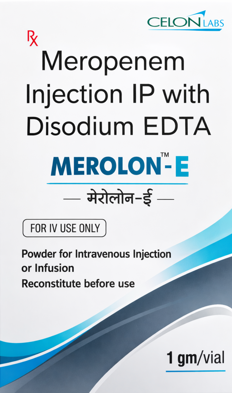 Merolon E 1gm Injection - Antibiotics Division Medicine by CELON LABORATORIES LTD