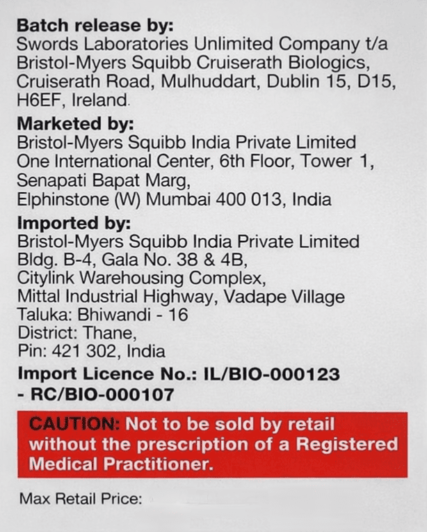 Yervoi 50mg Injection