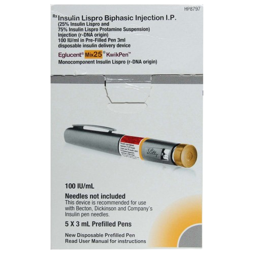 Eglucent Mix 25 Kwikpen 100IU/ml - Diabetes Division Medicine by Lupin Ltd