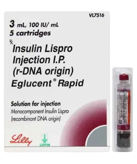 Eglucent Rapid 100IU Cartridge 3ml - Diabetes Division Medicine by Lupin Ltd